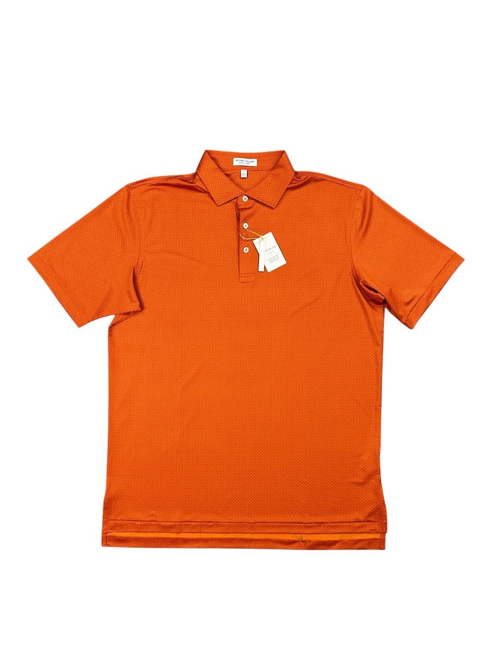 Peter Millar Summer Comfort Tesseract Jersey Golf Polo Orange NWT — Size Large